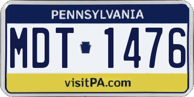 PA license plate MDT1476