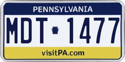 PA license plate MDT1477