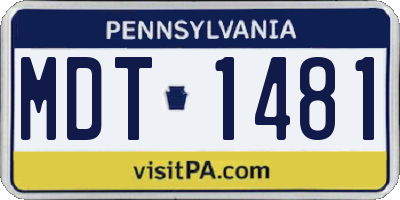PA license plate MDT1481