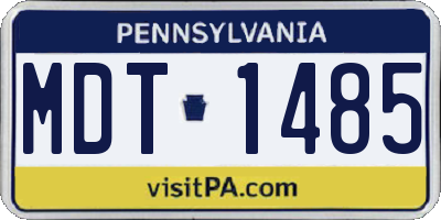 PA license plate MDT1485