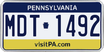 PA license plate MDT1492
