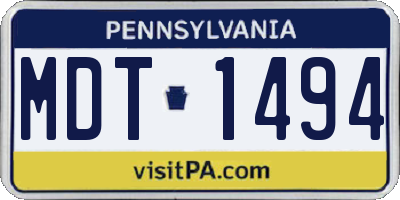 PA license plate MDT1494