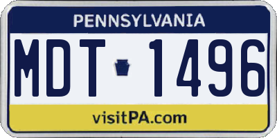PA license plate MDT1496