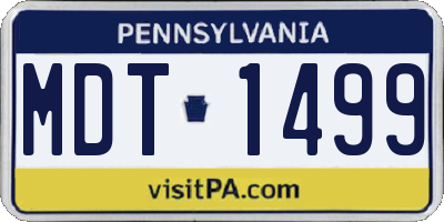PA license plate MDT1499