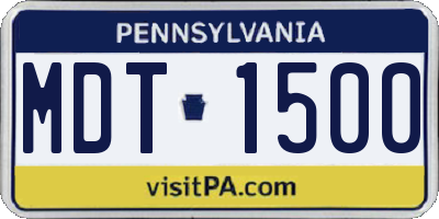 PA license plate MDT1500
