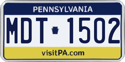 PA license plate MDT1502