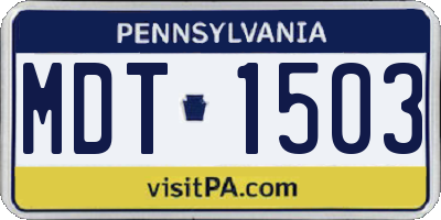 PA license plate MDT1503