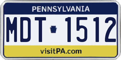 PA license plate MDT1512