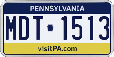 PA license plate MDT1513