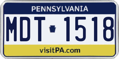 PA license plate MDT1518