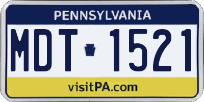 PA license plate MDT1521
