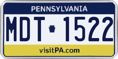 PA license plate MDT1522
