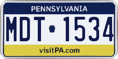PA license plate MDT1534