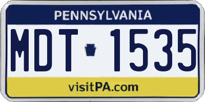 PA license plate MDT1535