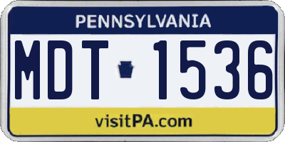 PA license plate MDT1536