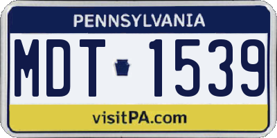 PA license plate MDT1539