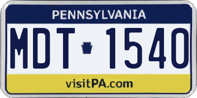 PA license plate MDT1540