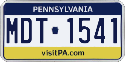 PA license plate MDT1541
