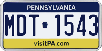 PA license plate MDT1543