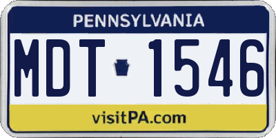PA license plate MDT1546