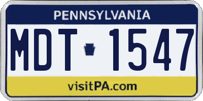 PA license plate MDT1547