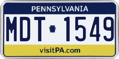 PA license plate MDT1549