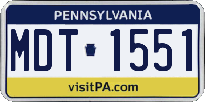 PA license plate MDT1551