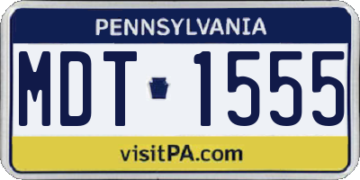 PA license plate MDT1555