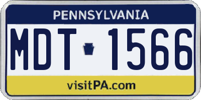 PA license plate MDT1566