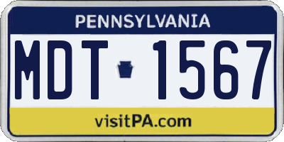PA license plate MDT1567