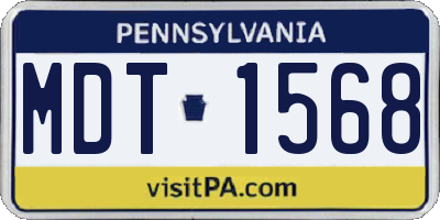 PA license plate MDT1568