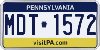 PA license plate MDT1572