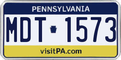 PA license plate MDT1573