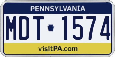 PA license plate MDT1574