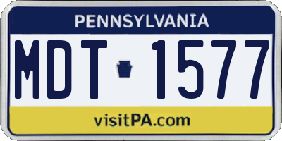 PA license plate MDT1577