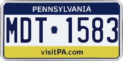 PA license plate MDT1583