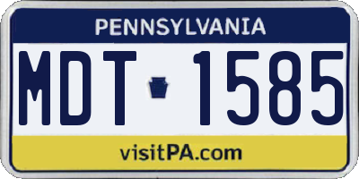 PA license plate MDT1585