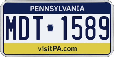 PA license plate MDT1589
