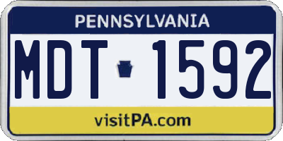 PA license plate MDT1592