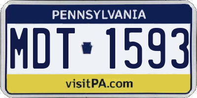PA license plate MDT1593