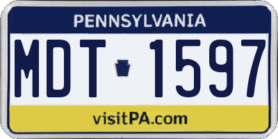 PA license plate MDT1597