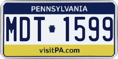 PA license plate MDT1599