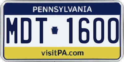 PA license plate MDT1600