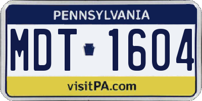PA license plate MDT1604