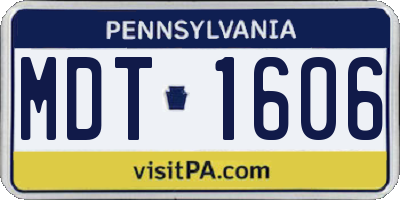 PA license plate MDT1606