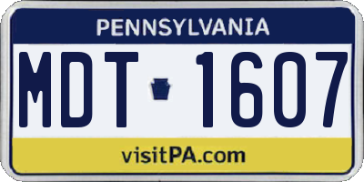 PA license plate MDT1607