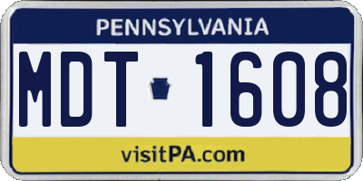PA license plate MDT1608