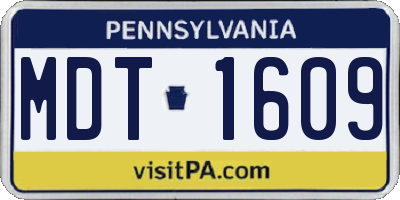 PA license plate MDT1609