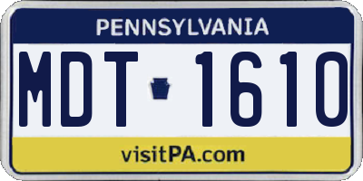 PA license plate MDT1610