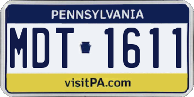 PA license plate MDT1611